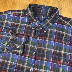 Ralph Lauren Men 3XB Long Sleeve Button Down Shirt Multicolor Plaid Big & Tall